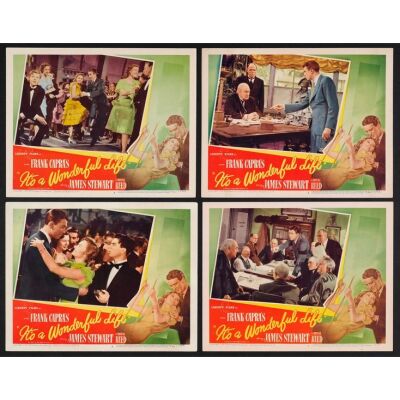 106. Lobby Cards (4) (11" x 14"); The Collection of the Late J. Stephen Ryan; Green Background Style; Very Fine- ### IT'S A WONDERFUL LIFE (1946)