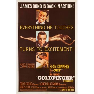 112. One Sheet (27" x 41"); Flat Stock Style; Very Fine- on Linen ### JAMES BOND: GOLDFINGER (1964)