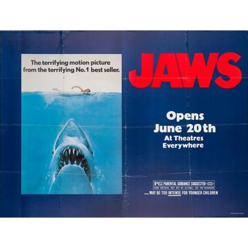 131. New York Subway Poster (59.5" x 44.5"); The Collection of the Late J. Stephen Ryan; Advance; Fine+ Folded ### JAWS (1975)
