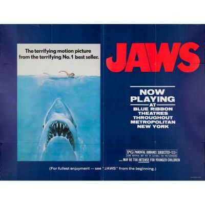 132. New York Subway Poster (59.5" x 44.5"); The Collection of the Late J. Stephen Ryan; Very Fine+ Folded ### JAWS (1975)