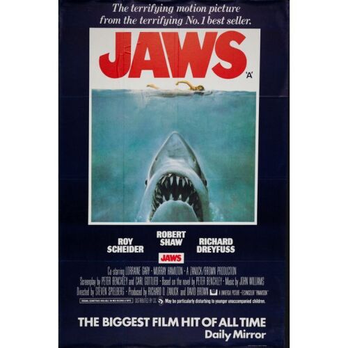 135. British Bus Stop (40" x 60"); The Collection of the Late J. Stephen Ryan; Fine+ Folded ### JAWS (1975)