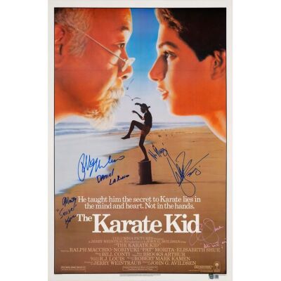 138. One Sheet (27" x 41") Signed by Ralph Macchio, Elisabeth Shue, Martin Kove and William Zabka (Beckett COA); Very Fine on Linen ### THE KARATE KID (1984)