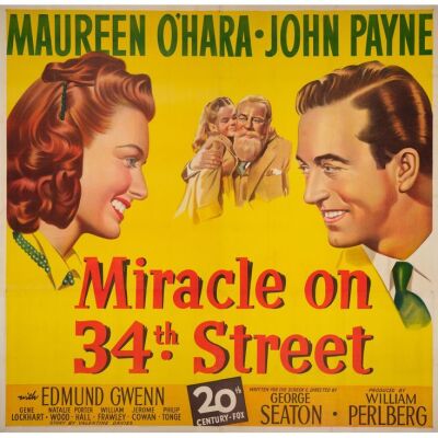 154. Six Sheet (80" x 79"); The Collection of the Late J. Stephen Ryan; Stone LIthograph; Very Fine+ on Linen ### MIRACLE ON 34TH STREET (1947)