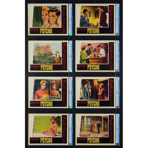 177. Lobby Card Set (8) (11" x 14"); The Collection of the Late J. Stephen Ryan; CGC-Graded 9.4 - 9.6; Near Mint ### PSYCHO (1960)