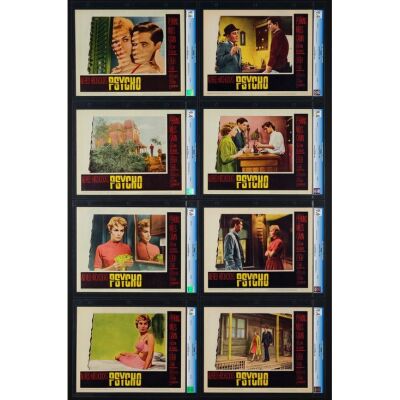 177. Lobby Card Set (8) (11" x 14"); The Collection of the Late J. Stephen Ryan; CGC-Graded 9.4 - 9.6; Near Mint ### PSYCHO (1960)