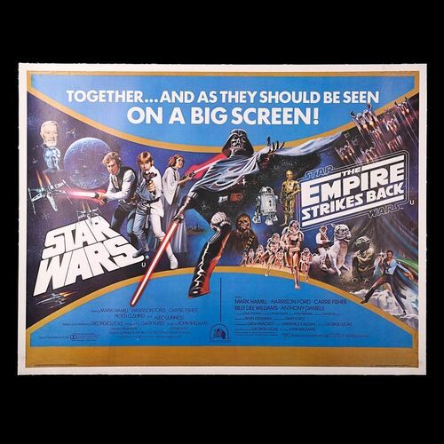 STAR WARS: STAR WARS (1977) / THE EMPIRE STRIKES BACK (1980) - UK Quad Poster