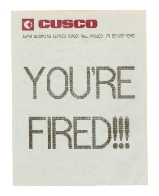 31. Marty McFly's (Michael J. Fox) Termination Fax ### BACK TO THE FUTURE PART II (1989)