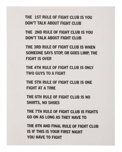 127. Fight Club Rules Sheet ### FIGHT CLUB (1999)