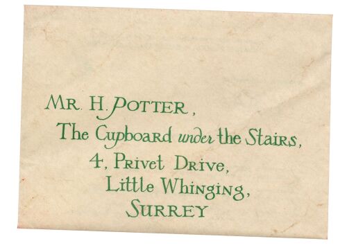 182. Harry Potter's (Daniel Radcliffe) Hogwarts Acceptance Letter Envelope with Wax-Like Seal ### HARRY POTTER AND THE SORCERER'S STONE (2001)