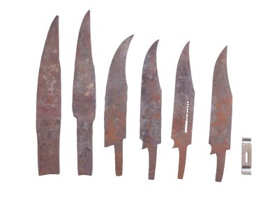 322. John Rambo's (Sylvester Stallone) Set of Six Progressive Bowie Bladesmithing Knives with Unfinished Bolster ### RAMBO III (1988)
