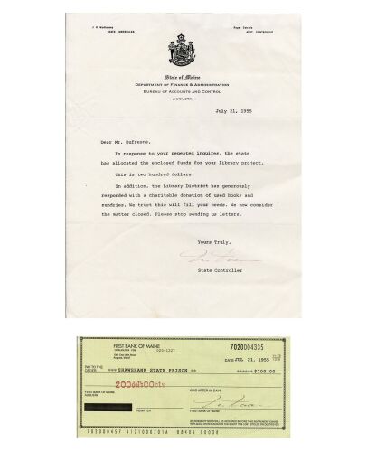 333. Andy Dufresne's (Tim Robbins) State of Maine Letter and Check ### THE SHAWSHANK REDEMPTION (1994)