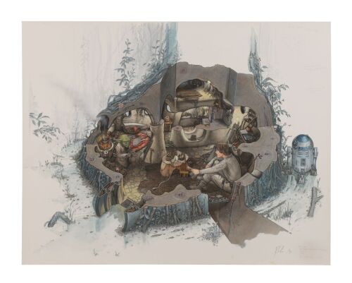 384. Richard Chasemore Collection: Hand-Illustrated and Painted "Yoda's House" Artwork for Incredible Cross-Sections Books ### INSIDE THE WORLDS OF STAR WARS TRILOGY (2004)
