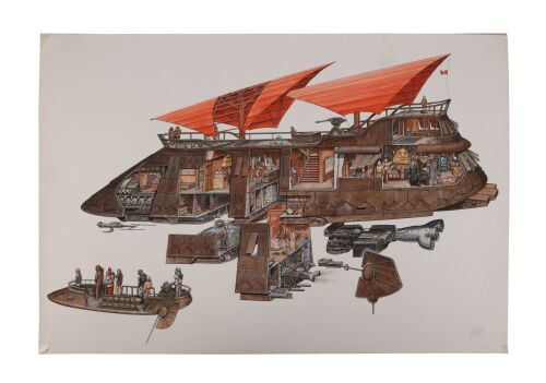 385. Richard Chasemore Collection: Hand-Illustrated and Painted "Jabba's Barge" Artwork for Incredible Cross-Sections Books ### STAR WARS: INCREDIBLE CROSS-SECTIONS (1998)