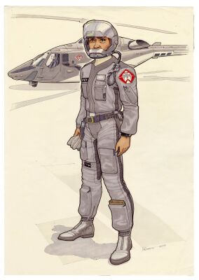 445. Hand-Painted Andrew Probert Airwolf Flightsuit Concept Artwork ### AIRWOLF (T.V. SERIES, 1984-1987)