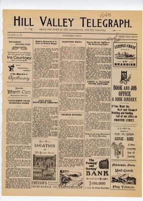 487. Production-Made Hill Valley Telegraph Newspaper Page with Hand-Written Annotation ### BACK TO THE FUTURE PART III (1990)