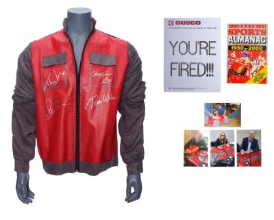 489. Cast-Autographed Marty McFly Jacket, CusCo "You're Fired!!!" Fax, and Grays Sports Almanac Cover Replicas ### BACK TO THE FUTURE PART II (1989)