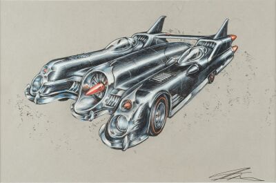503. Framed Hand-Drawn Julian Caldow Batmobile Concept Artwork ### BATMAN (1989)