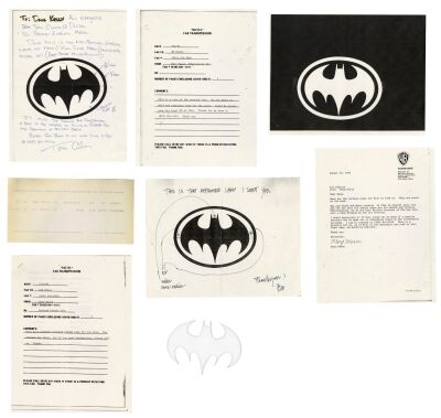 518. Batman's (Michael Keaton) Bat Logo with Handwritten and Printed Logo Design Production Paperwork ### BATMAN RETURNS (1992)