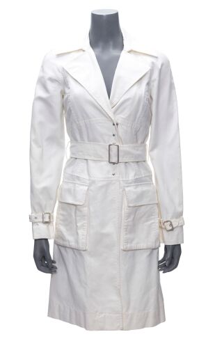 551. Number Six's (Tricia Helfer) "Overseer" White Trench Coat ### BATTLESTAR GALACTICA (T.V. SERIES, 2004 - 2009)