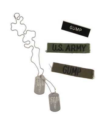 700. Forrest Gump's (Tom Hanks) Production-Made U.S. Army Patches, Nametag, and Dog Tags ### FORREST GUMP (1994)