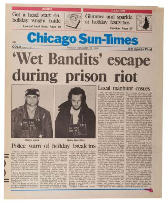 790. Wet Bandits Chicago Sun-Times Newspaper Cover ### HOME ALONE 2: LOST IN NEW YORK (1992)