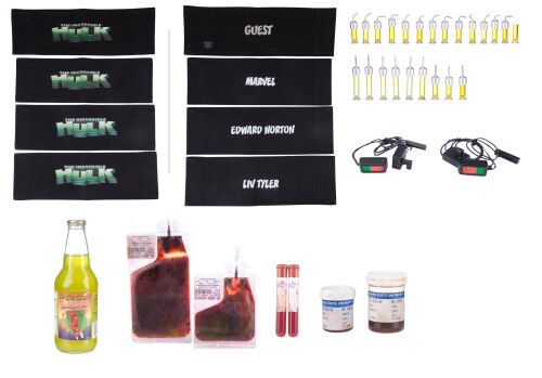 815. Pingo Doce Bottle with Collection of Light-Up Radiation Detectors, Tranquilizer Darts, Radiated Blood, and Chairbacks ### THE INCREDIBLE HULK (2008)