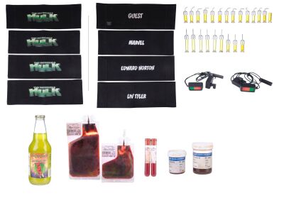 815. Pingo Doce Bottle with Collection of Light-Up Radiation Detectors, Tranquilizer Darts, Radiated Blood, and Chairbacks ### THE INCREDIBLE HULK (2008)