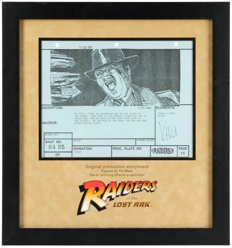 826. Kit West-Autographed Framed Printed "Toht Screaming" Storyboard Production Copy ### INDIANA JONES AND THE RAIDERS OF THE LOST ARK (1981)