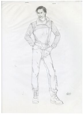 939. Hand-Drawn Lois DeArmond Neo (Keanu Reeves) Costume Design Sketch ### THE MATRIX (1999)