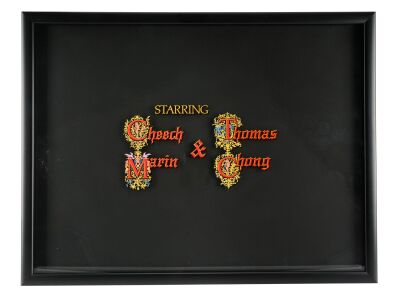 1014. Richard "Cheech" Marin and Thomas "Tommy" Chong's Framed Hand-Painted Title Card ### CHEECH & CHONG'S THE CORSICAN BROTHERS (1984)