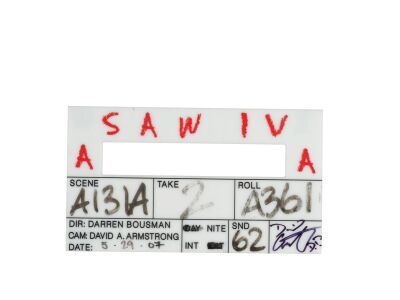 1074. David A. Armstrong Collection: David A. Armstrong-Autographed Digital "A" Camera Clapperboard Insert ### SAW IV (2007)
