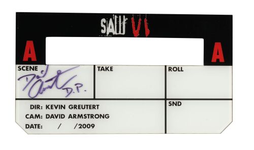 1078. David A. Armstrong Collection: Armstrong-Autographed Digital "A" Camera Clapperboard Insert ### SAW VI (2009)