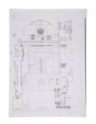 1162. Phil Shearer Collection: Peter Childs R2-D2 Front-Profile Art Department Production Copy Reference Blueprint ### STAR WARS: ATTACK OF THE CLONES (2002)