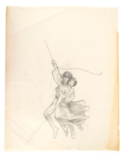 1171. Hand-Drawn Dan Goozee Swashbuckling Luke and Leia Poster Concept Sketch ### STAR WARS: A NEW HOPE (1977)