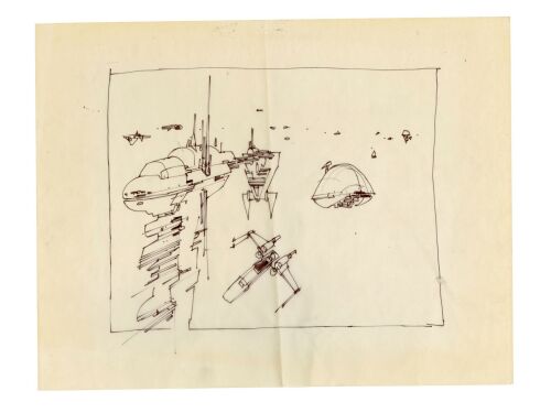 1178. Hand-Drawn Industrial Light & Magic (ILM) Rebel Fleet Photo Composite Concept Sketch ### STAR WARS: THE EMPIRE STRIKES BACK (1980)