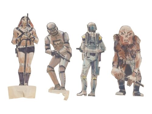 1182. Gerard Bourke Collection: Set of Four Villains Hand-Illustrated Art Department Character Cutouts ### STAR WARS: RETURN OF THE JEDI (1983)