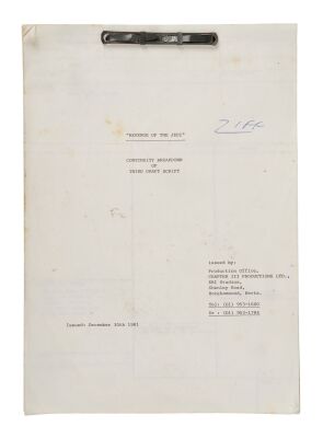 1185. Stuart Ziff Collection: Stuart Ziff's "Revenge of the Jedi" Bound Continuity Breakdown with Handwritten Annotations ### STAR WARS: REVENGE OF THE JEDI (1982)
