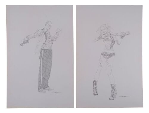 1234. Pair of Hand-Drawn Jae Lee Harley Quinn (Margot Robbie) and The Joker (Jared Leto) Promotional Concept Sketches ### SUICIDE SQUAD (2016)