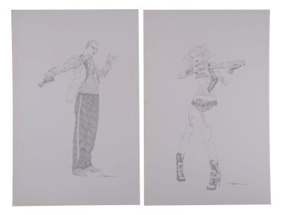 1234. Pair of Hand-Drawn Jae Lee Harley Quinn (Margot Robbie) and The Joker (Jared Leto) Promotional Concept Sketches ### SUICIDE SQUAD (2016)