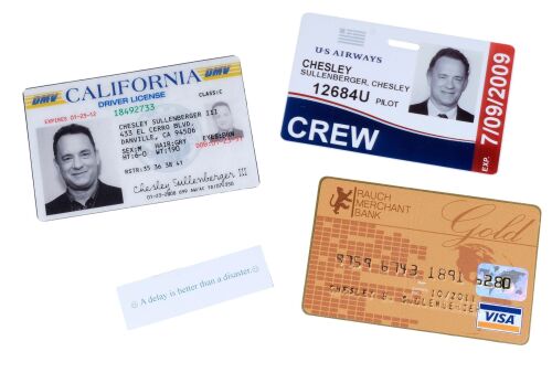 1235. Pair of Production-Made IDs, Credit Card, and Fortune ### SULLY (2016)