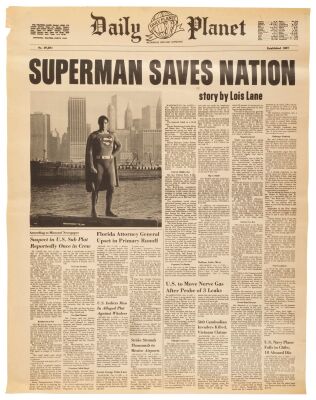 1238. Production-Made "Superman Saves Nation" Daily Planet Newspaper Cover ### SUPERMAN II (1980)