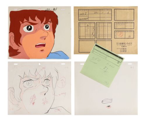 2007. Amuro Ray Original Production Cel and matching Original Production Drawings, Timing Sheet and Production Used Cut Envelope from 'Fly! Gundam' (1979) ### GUNDAM FRANCHISE (1979-PRESENT)