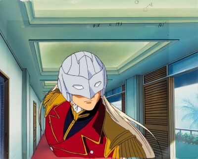 2012. Zechs Merquise Original Production Cel and Original Production Master Background ### MOBILE SUIT GUNDAM WING (ANIME T.V. SERIES, 1995-1996)
