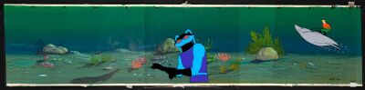 2032. Aquaman and Black Manta Pan Original Production Cel and Original Master Production Background with Matching Manta Original Production Drawing. ### AQUAMAN (1967)