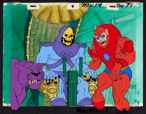 2034. Skeletor on the Throne Original Production Cel Setup on Key Master Production Background ### HE-MAN AND THE MASTERS OF THE UNIVERSE (1983-1985)