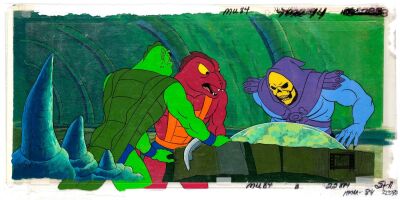 2035. Skeletor, Clawful and Whiplash Look Into The Crystal Ball Original Production Cel on Pan Hand-Painted Master Production Background from 'Fraidy Cat' ### HE-MAN AND THE MASTERS OF THE UNIVERSE (1983-1985)