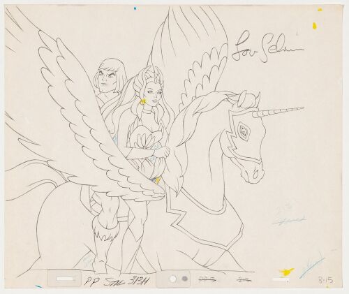 2042. He-Man and She-Ra on Swift Wind Original Production Drawing Signed Lou Scheimer ### HE-MAN AND THE MASTERS OF THE UNIVERSE (1983-1985)