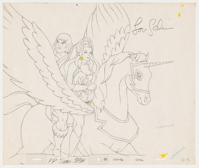 2042. He-Man and She-Ra on Swift Wind Original Production Drawing Signed Lou Scheimer ### HE-MAN AND THE MASTERS OF THE UNIVERSE (1983-1985)