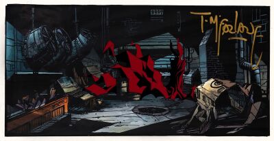2056. Spawn Original Publicity Cel and Hand-Painted MasterBackground with Overlay Signed Todd McFarlane Framed ### TODD MCFARLANE'S SPAWN (T.V. SERIES, 1997-1999)