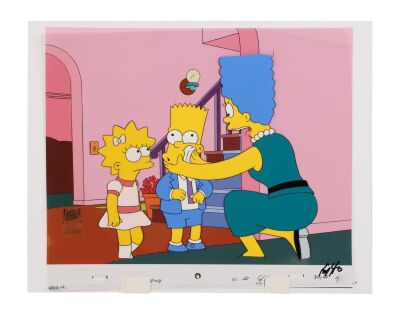 2073. Lisa, Marge Wiping Barts Face Original Production Cel from "A Milhouse Divided" ### THE SIMPSONS (T.V. SERIES, 1989-PRESENT)